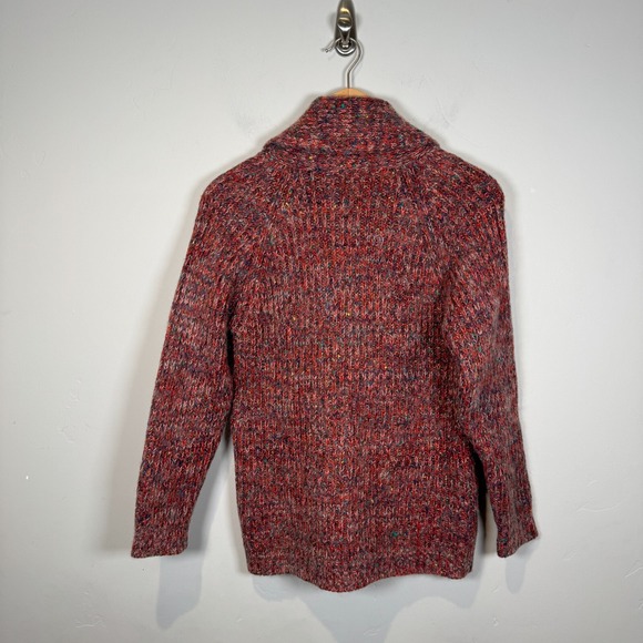 Vintage 100% Rabbit Hair Cardigan Sweater Chunky Knit‎ Tweed Aran Maroon Red - Picture 2 of 5